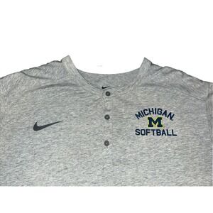 Nike Michigan Wolverines Softball Performance Henley Dri-Fit Women's XL Gray